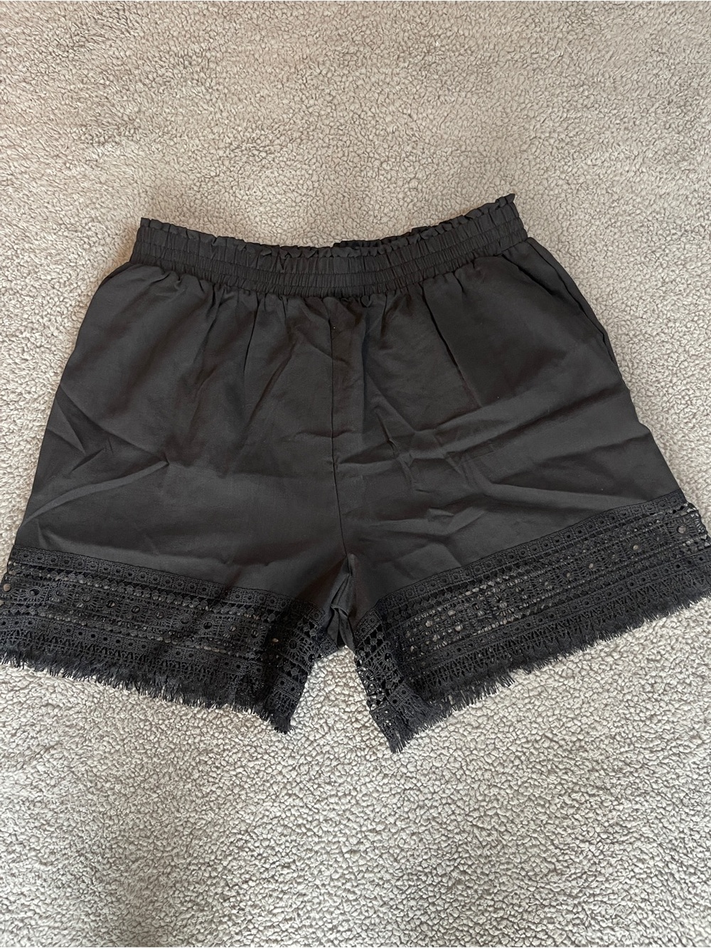 Black Lace-Trim Women's Shorts